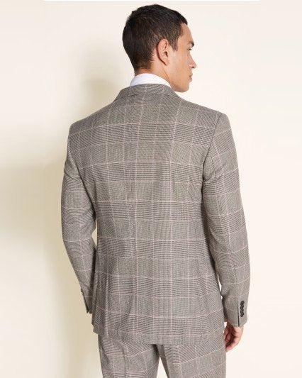 Slim Fit Black & White With Pink Check Suit