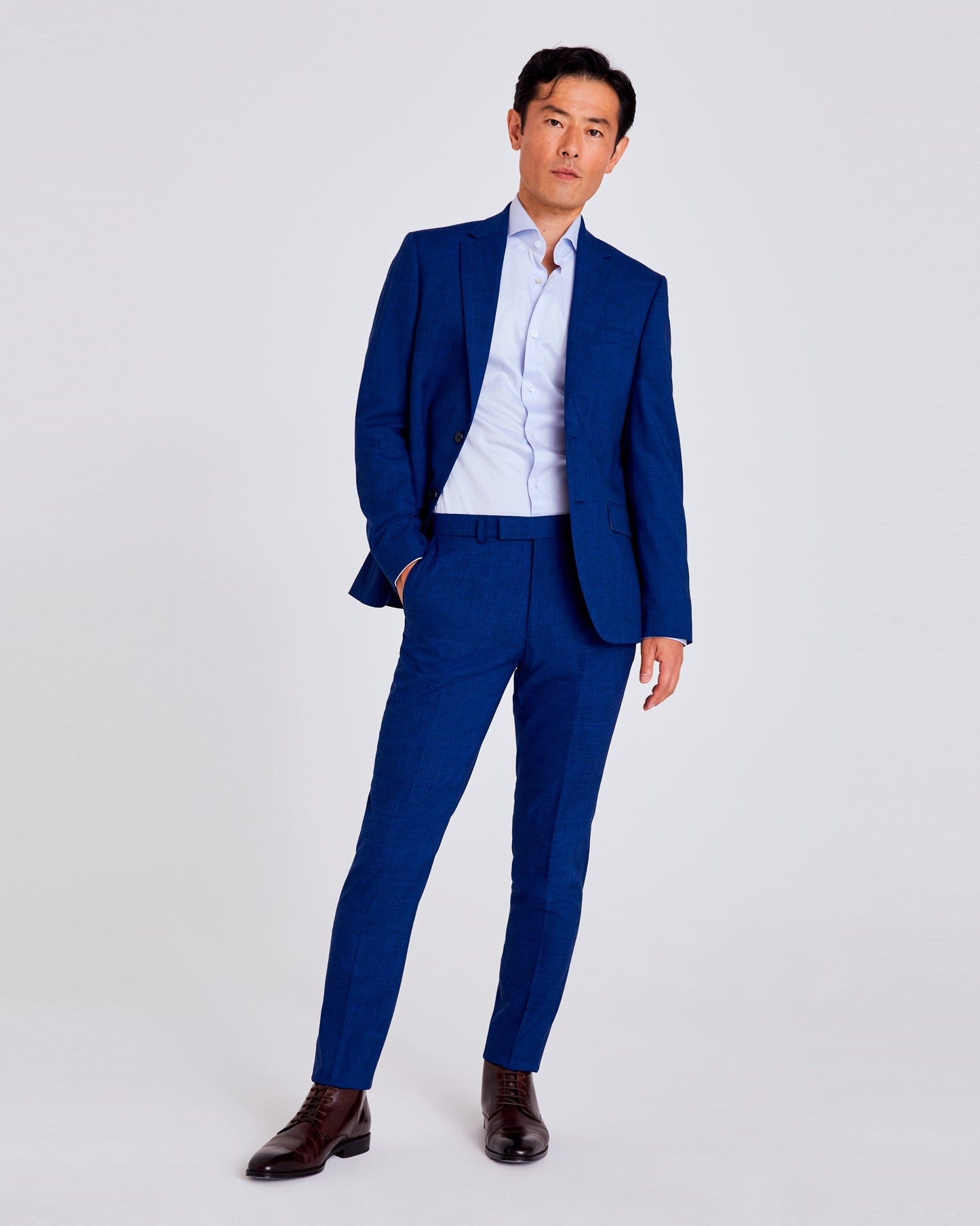 Slim Fit Blue Slub Suit