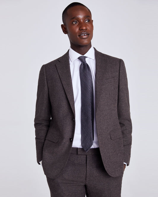 Slim Fit Brown Herringbone Suit