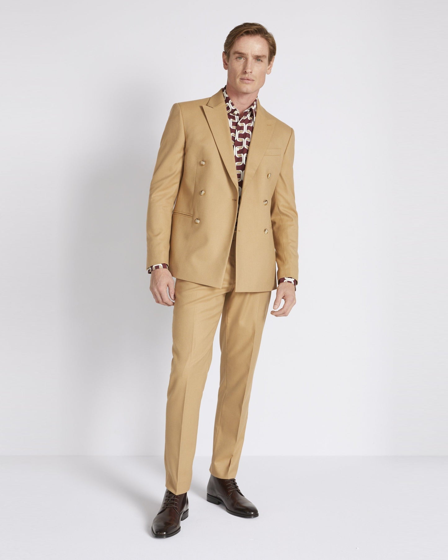 Slim Fit Camel Flannel Suit