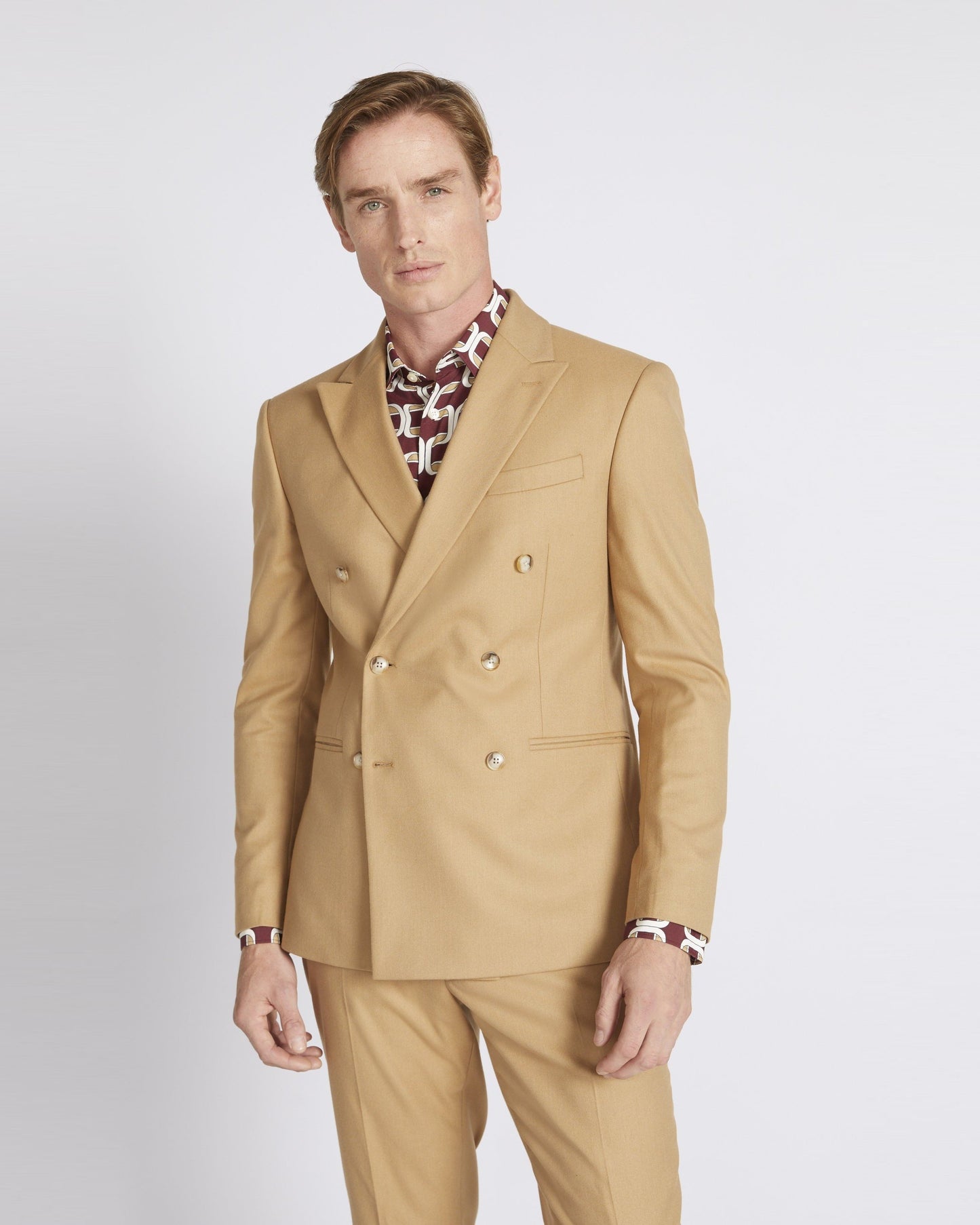 Slim Fit Camel Flannel Suit