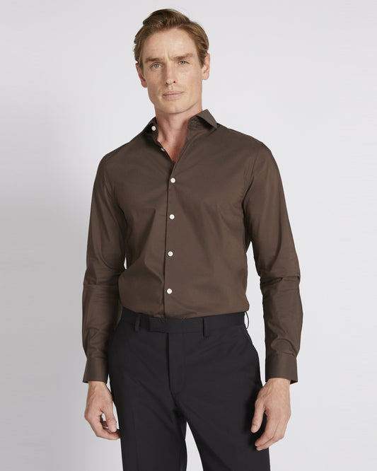 Slim Fit Chocolate Stretch Shirt