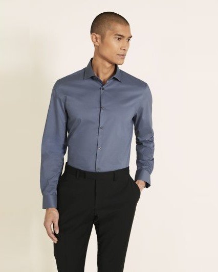 Slim Fit French Navy Stretch Shirt