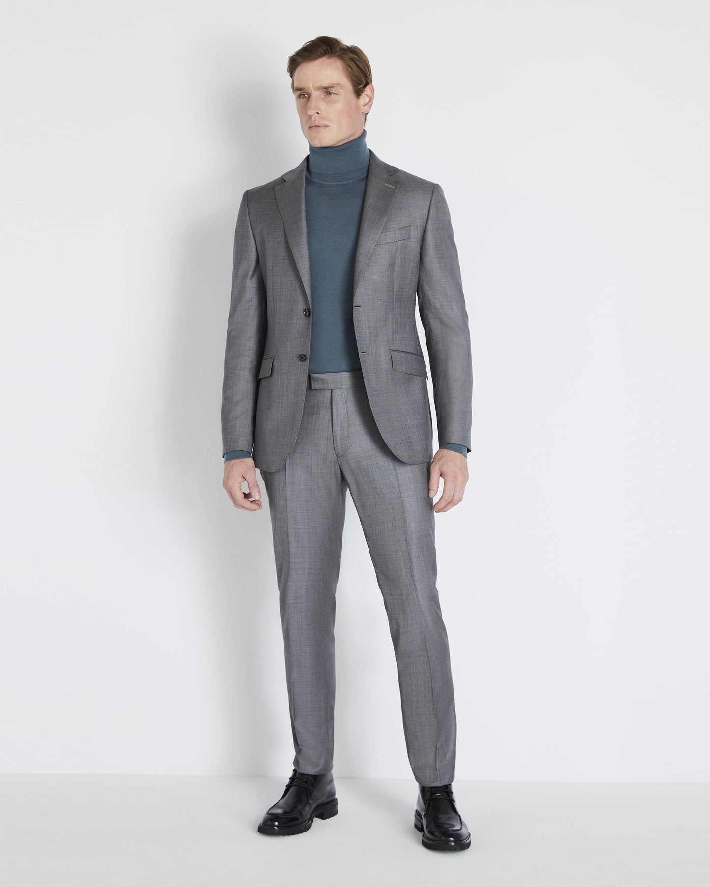 Slim Fit Grey Sharkskin Suit