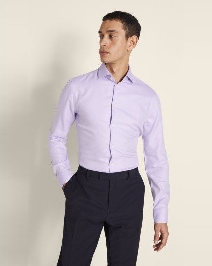 Slim Fit Lilac Arrow Weave Zero Iron Shirt