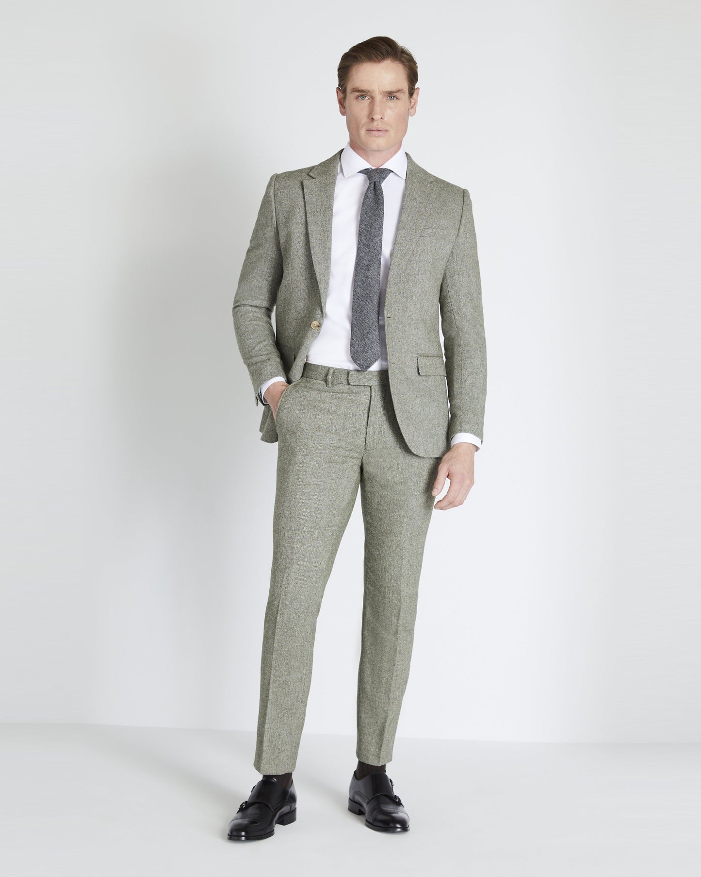 Slim Fit Sage Tweed Suit