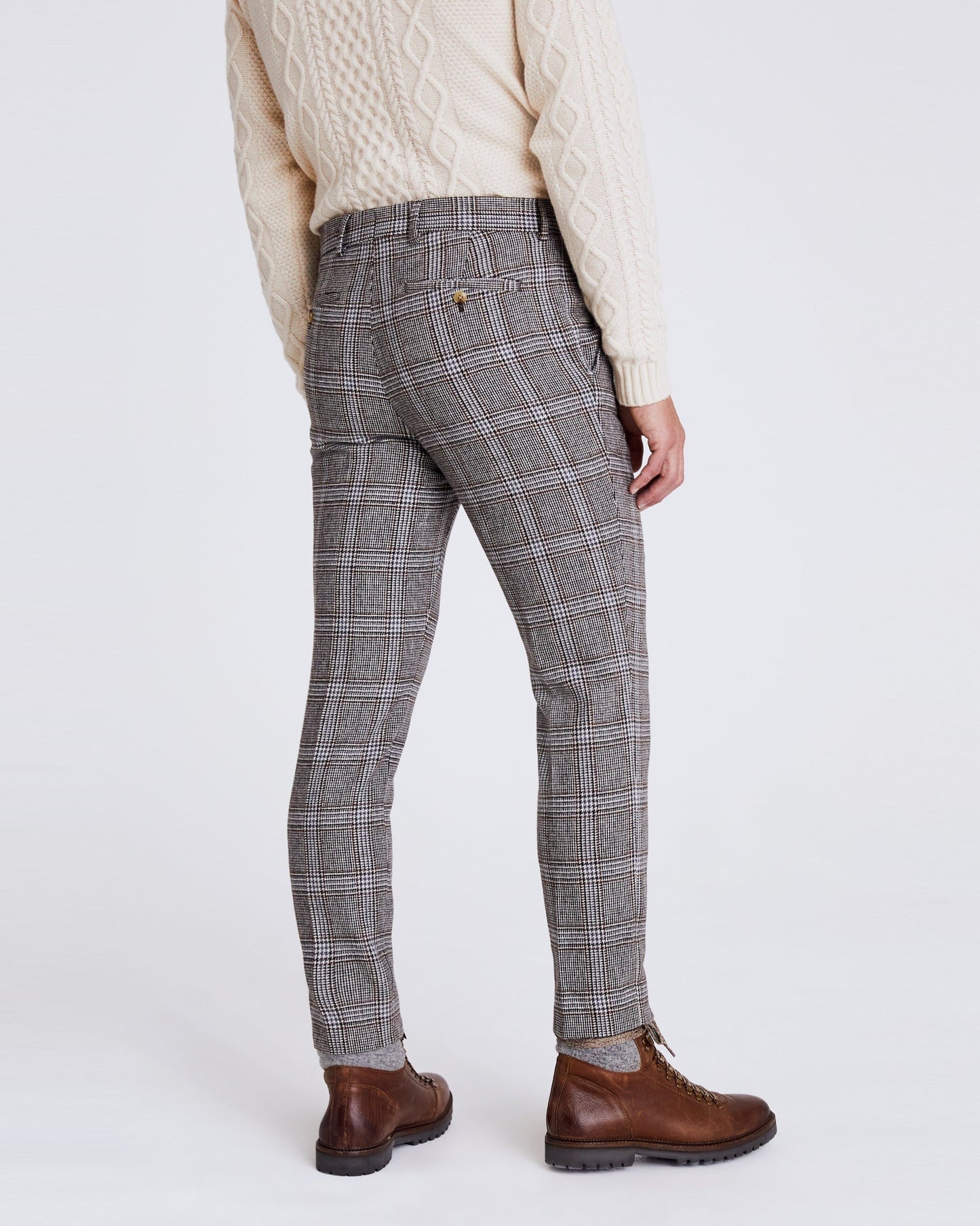 Slim Fit Tobacco Check Tweed Trouser