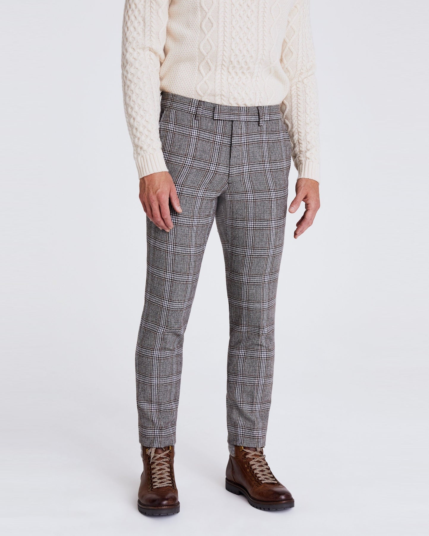 Slim Fit Tobacco Check Tweed Trouser