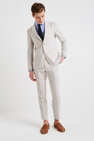 Slim Fit Beige Lightweight Linen Suit