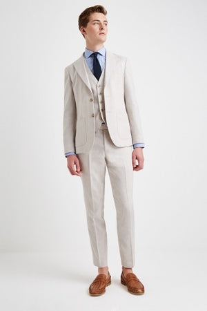Slim Fit Beige Lightweight Linen Suit