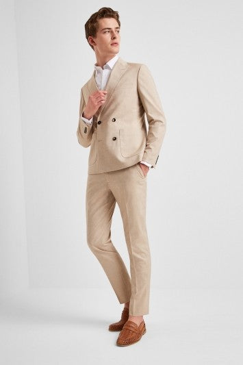 Slim Fit Latte Double Breasted Lightweight Suit