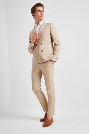 Slim Fit Latte Double Breasted Lightweight Suit