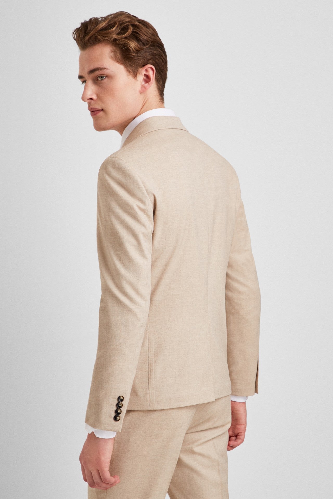 Slim Fit Latte Double Breasted Lightweight Suit