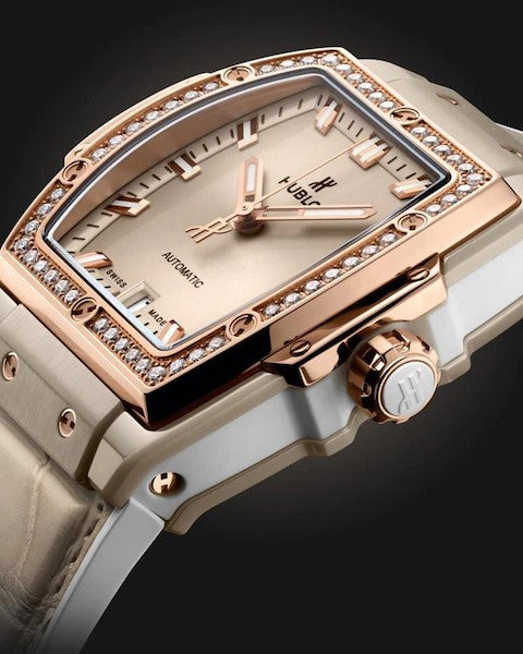 Spirit Of Big Bang Beige Ceramic King Gold Diamonds 39mm Watch