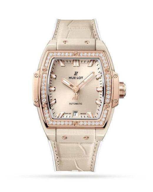 Spirit Of Big Bang Beige Ceramic King Gold Diamonds 39mm Watch