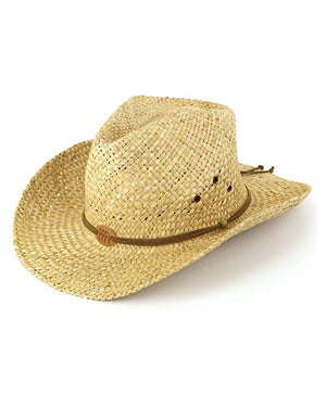 Straw Cowboy Hat With Leather Band