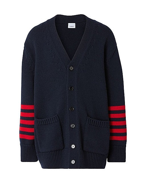 Stripe Detail Wool Cardigan