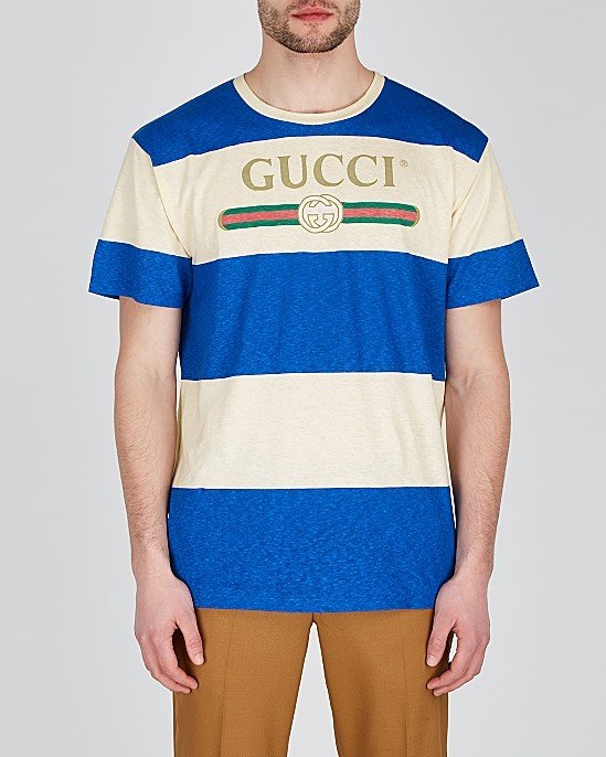 Striped Logo-Print Cotton-Blend T-Shirt