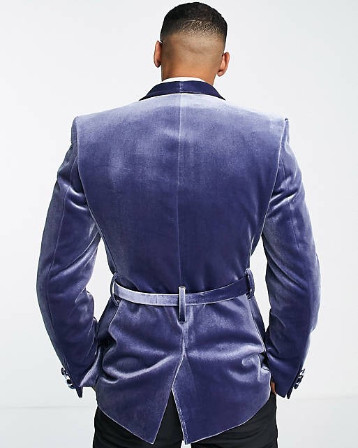 Super Skinny Smoking Jacket In Dusky Blue