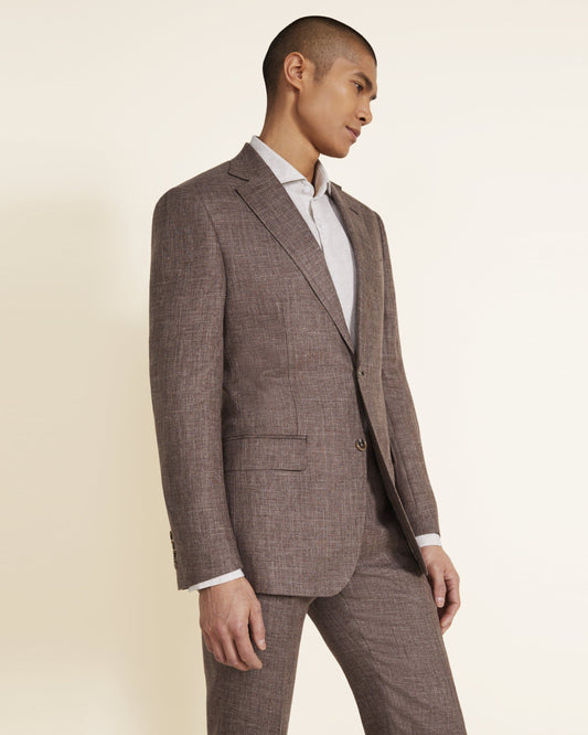 Tailored Fit Brown Linen Suit