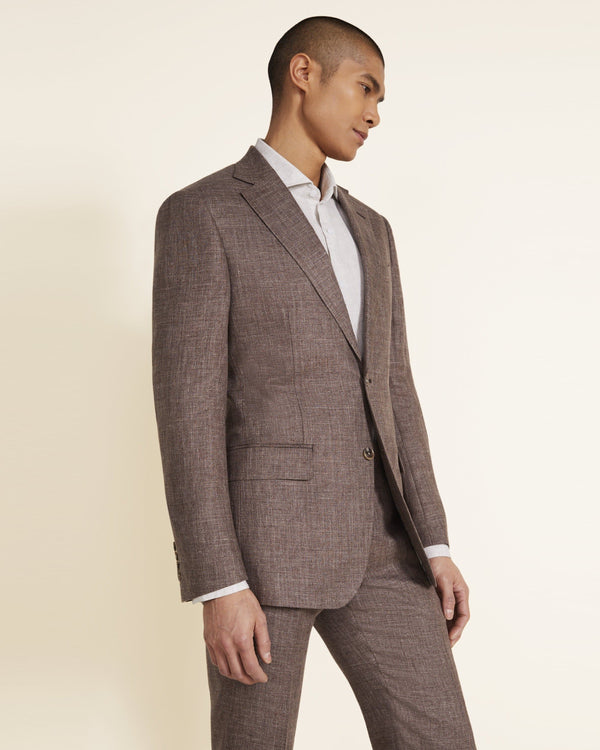 Tailored Fit Brown Linen Suit