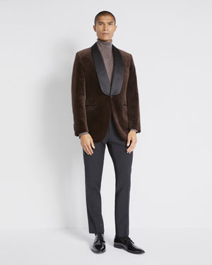 Tailored Fit Brown Velvet Jacket