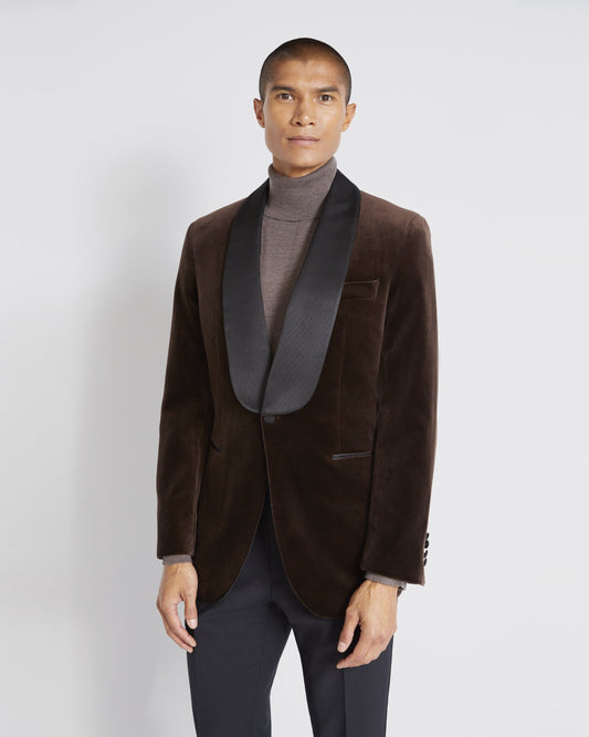 Tailored Fit Brown Velvet Jacket