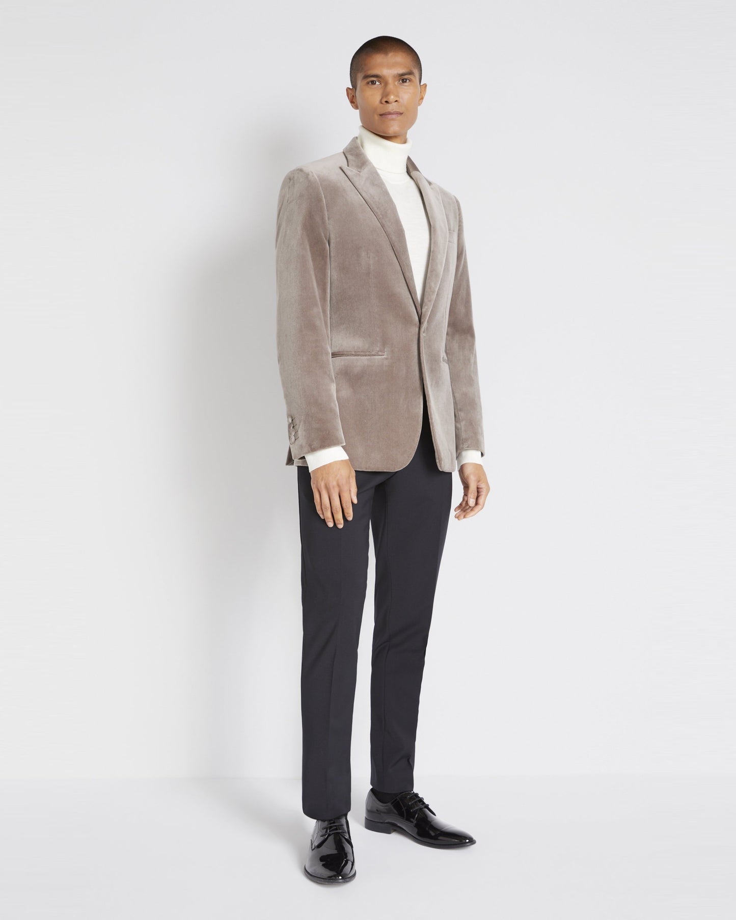 Tailored Fit Taupe Velvet Jacket