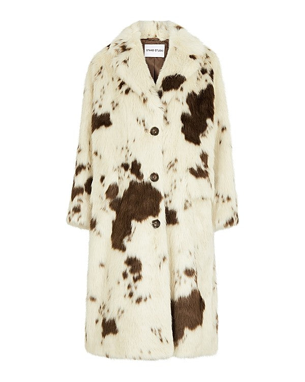 Theresa Cow-Print Faux Fur Coat