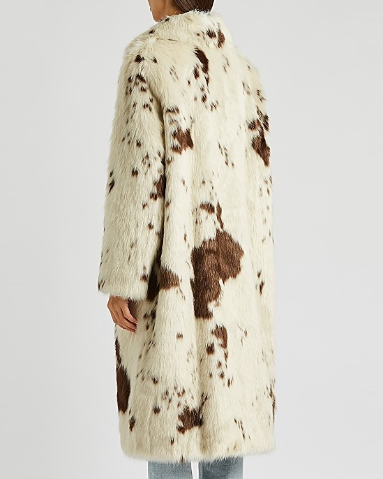 Theresa Cow-Print Faux Fur Coat