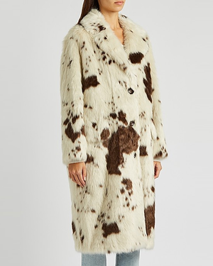 Theresa Cow-Print Faux Fur Coat