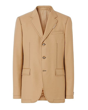 Topstitched Wool Tailored Jacket