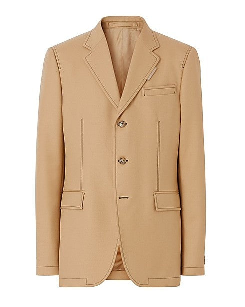 Topstitched Wool Tailored Jacket