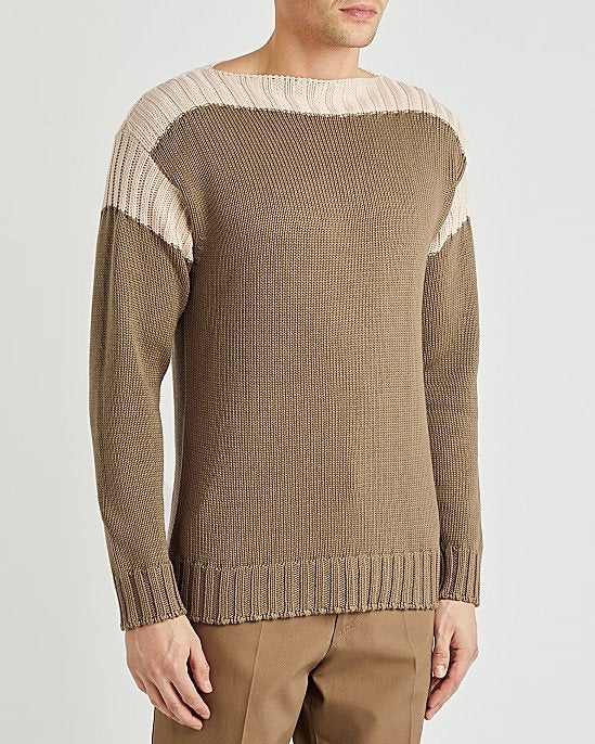 Two-Tone Cotton-Blend Jumper