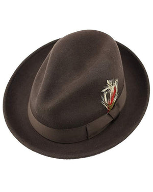 Unisex 100% Felt Wool Crushable Fedora Narrow Brim Feather Hat