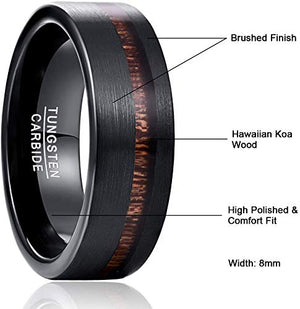 Black Brushed Finish Tungsten Carbide Ring