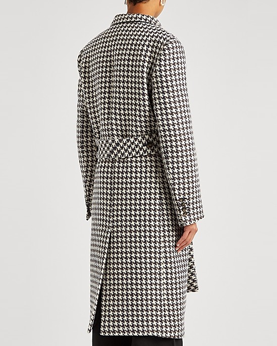 Varina Houndstooth Double-Breasted Wool Coat