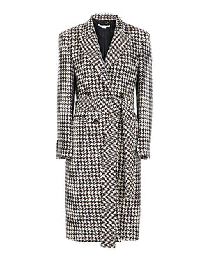 Varina Houndstooth Double-Breasted Wool Coat