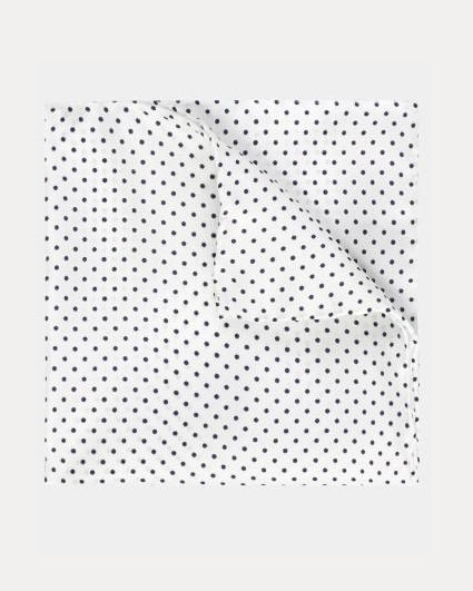 White & Navy Pin Dot Pocket Square