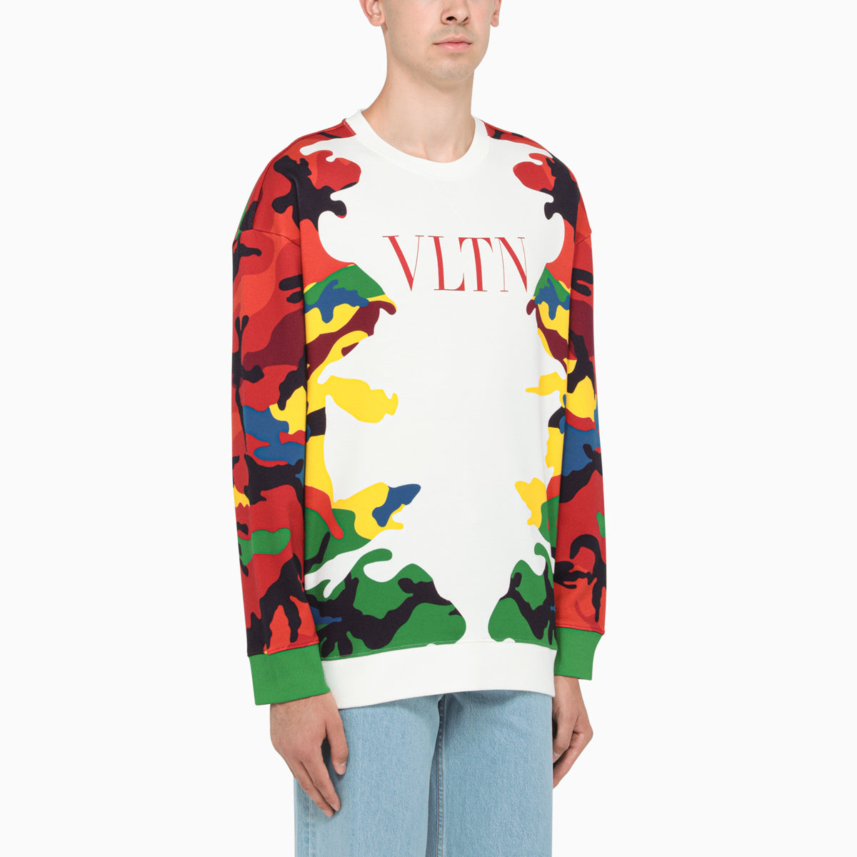 White Camou7-print Sweatshirt