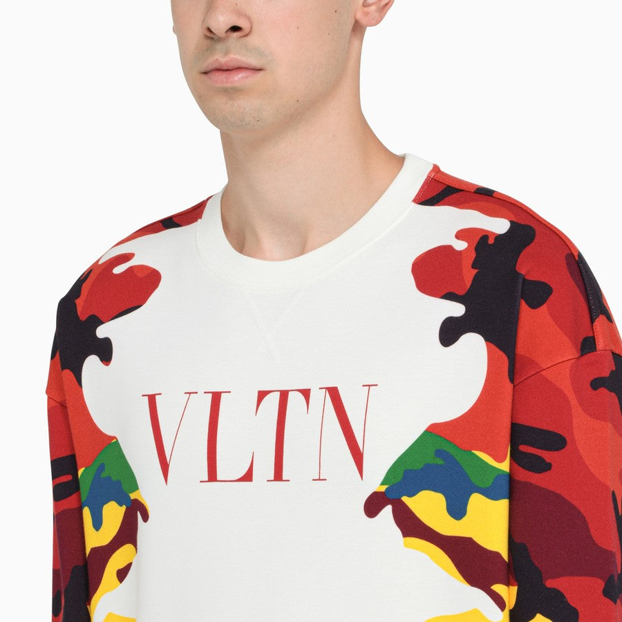 White Camou7-print Sweatshirt