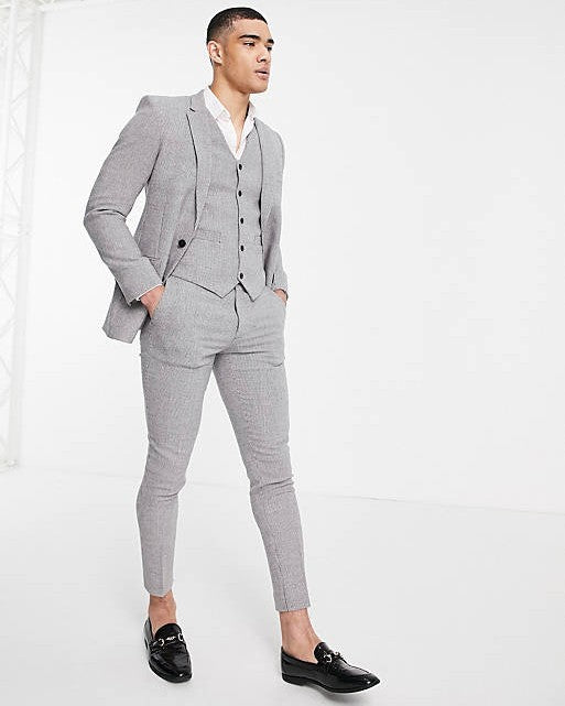 Wedding Super Skinny Wool Mix Suit In Grey Puppytooth
