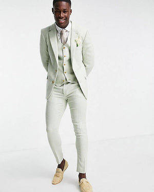 Wedding Super Skinny Wool Mix Suit In Pastel Green Twill