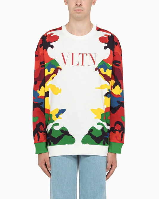 White Camou7-print Sweatshirt