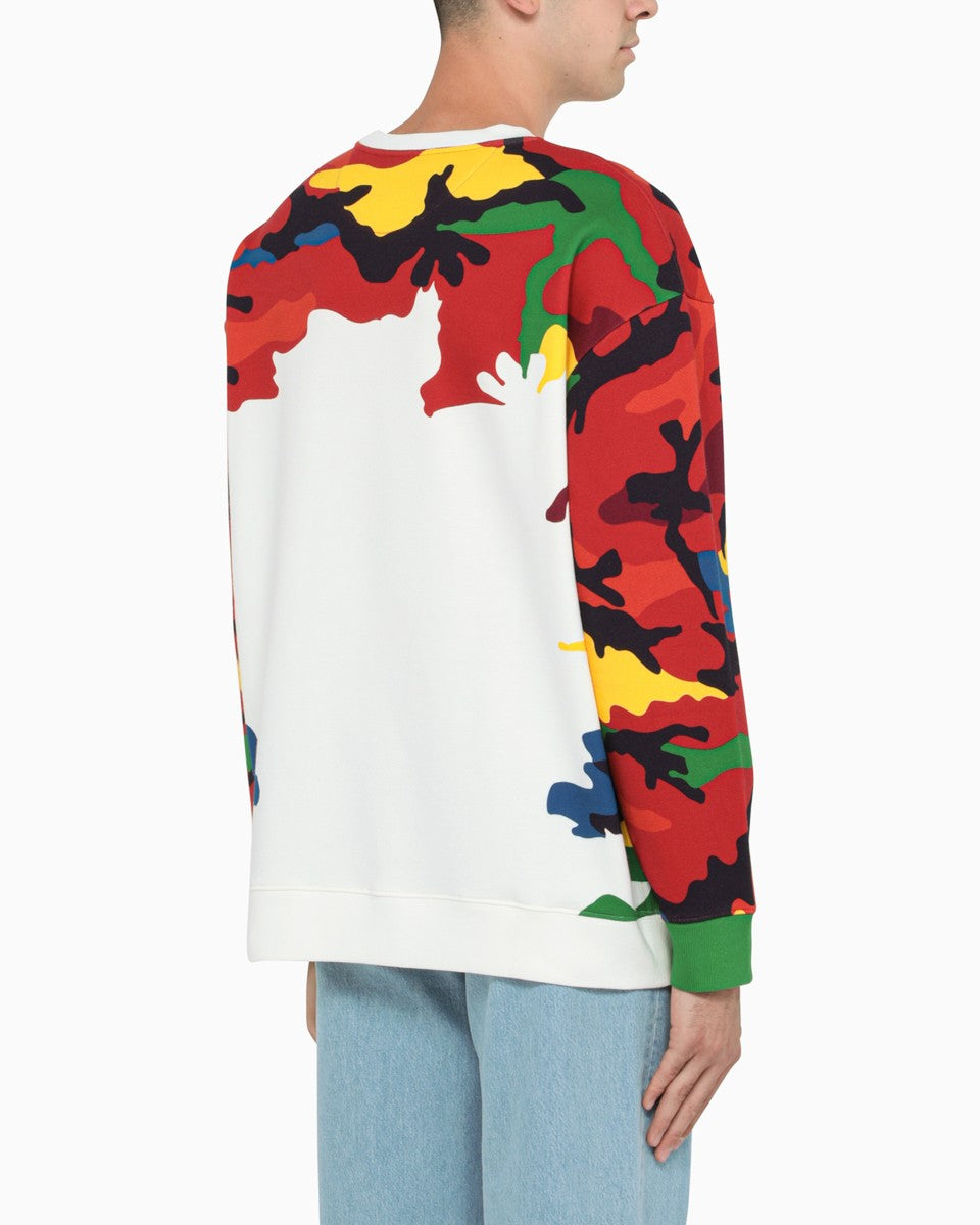 White Camou7-print Sweatshirt