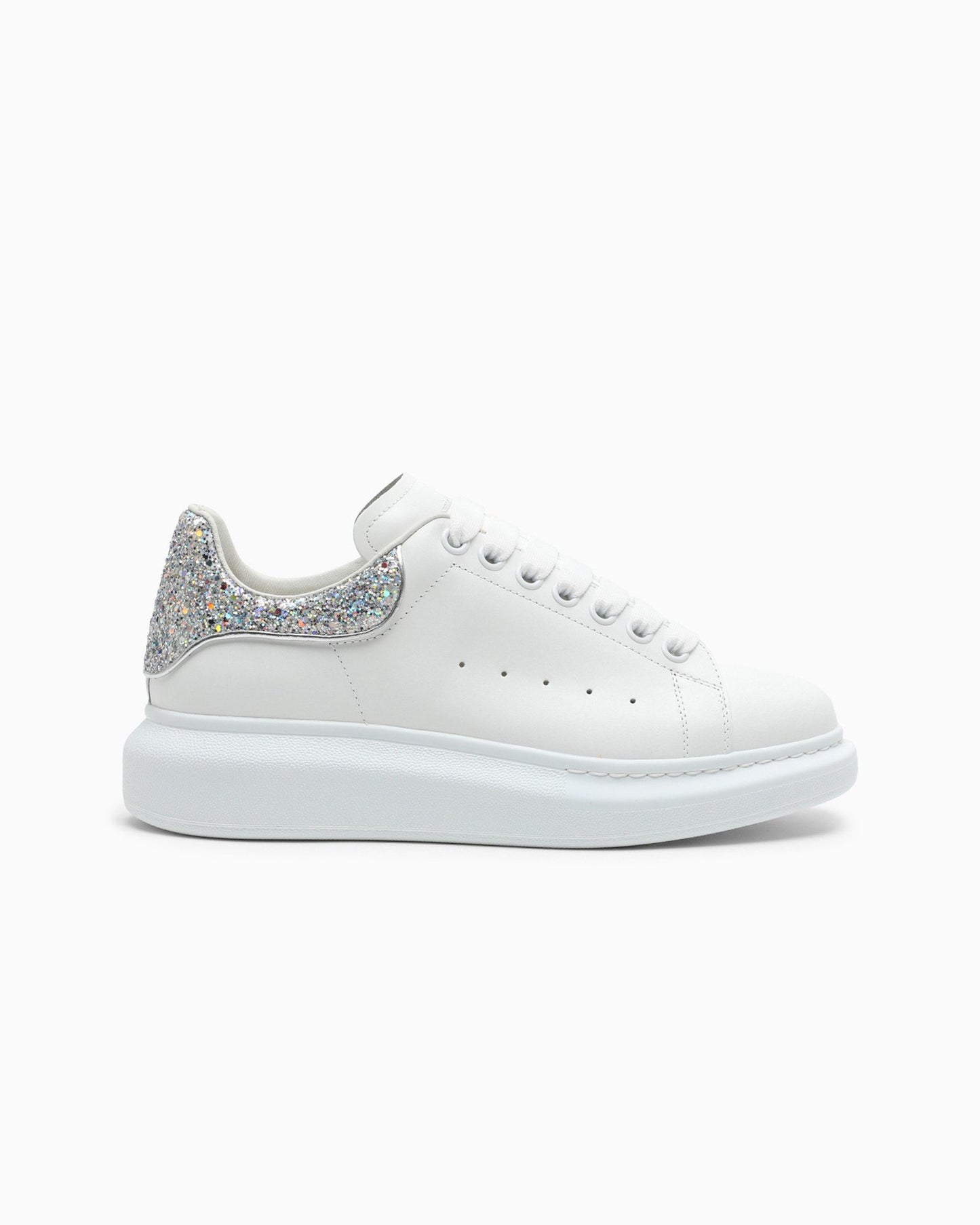 White Oversized Sneakers With Glitters