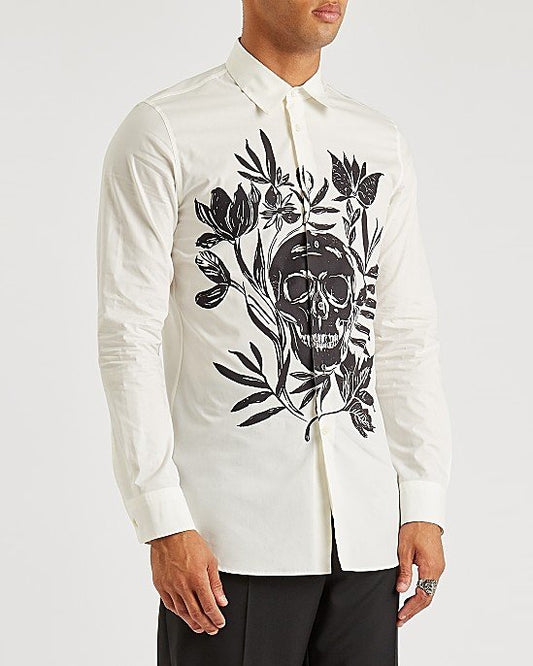 White Printed Cotton Shirt