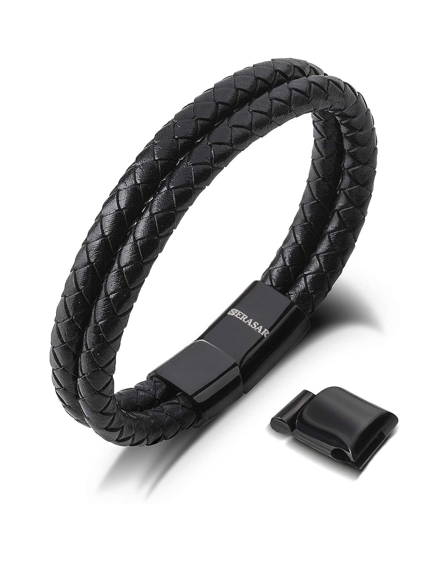 Premium Genuine Leather Bracelet for Men in Black