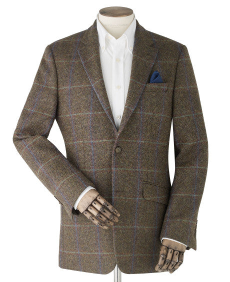 Blue Green Check Classic Fit Wool Jacket