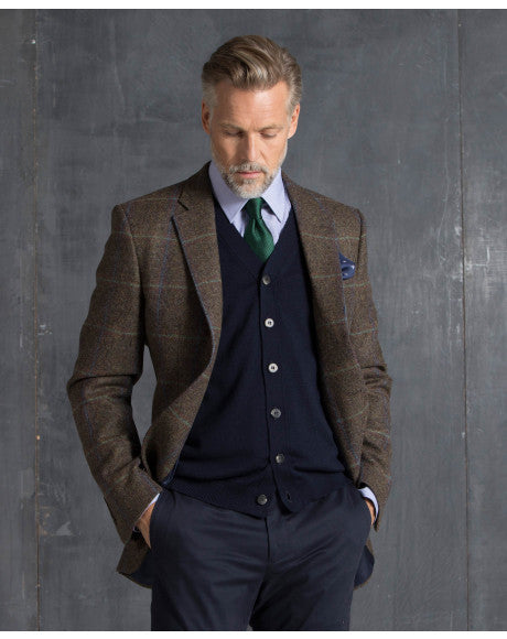 Blue Green Check Classic Fit Wool Jacket